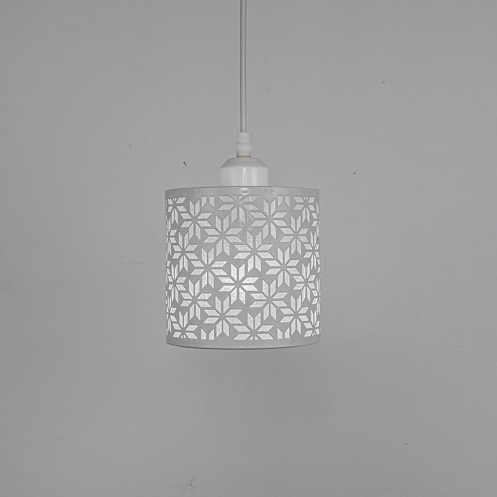 Rechargeable Battery Operated Pendant Light with Sleeve&Round Hook RGB Mode Adjustable Wire Length White Hollow Maple Leaf Shade Dimmable V744923