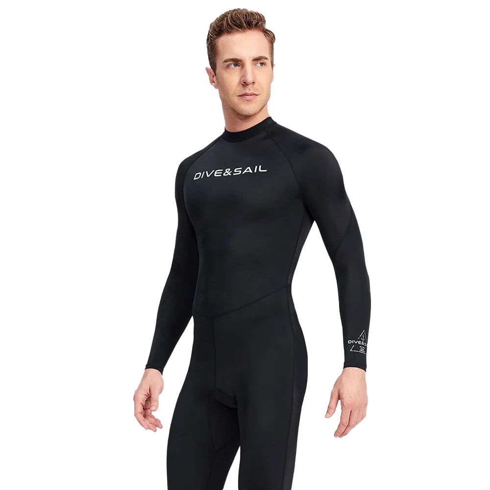 Men One Piece Swimsuit Long Sleeve Surf Suit J698