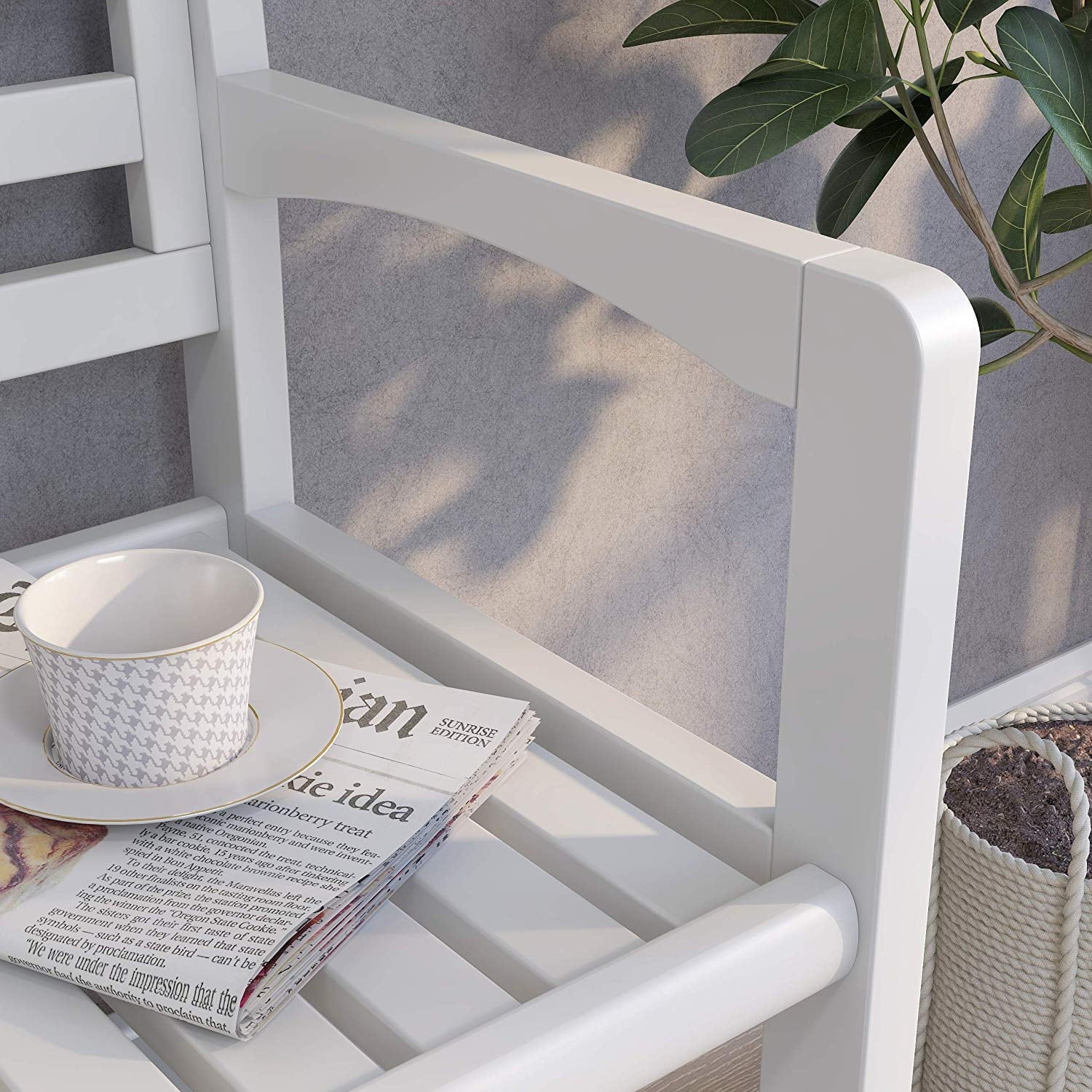 Solid Birch Wood Bench with Back F9713
