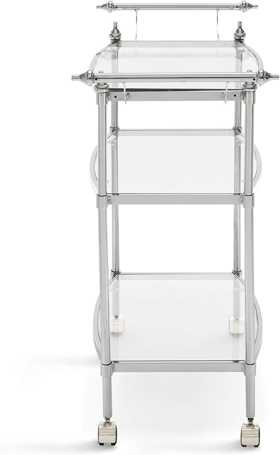 Chrome and Clear Glass Mobile Bar Cart X6640