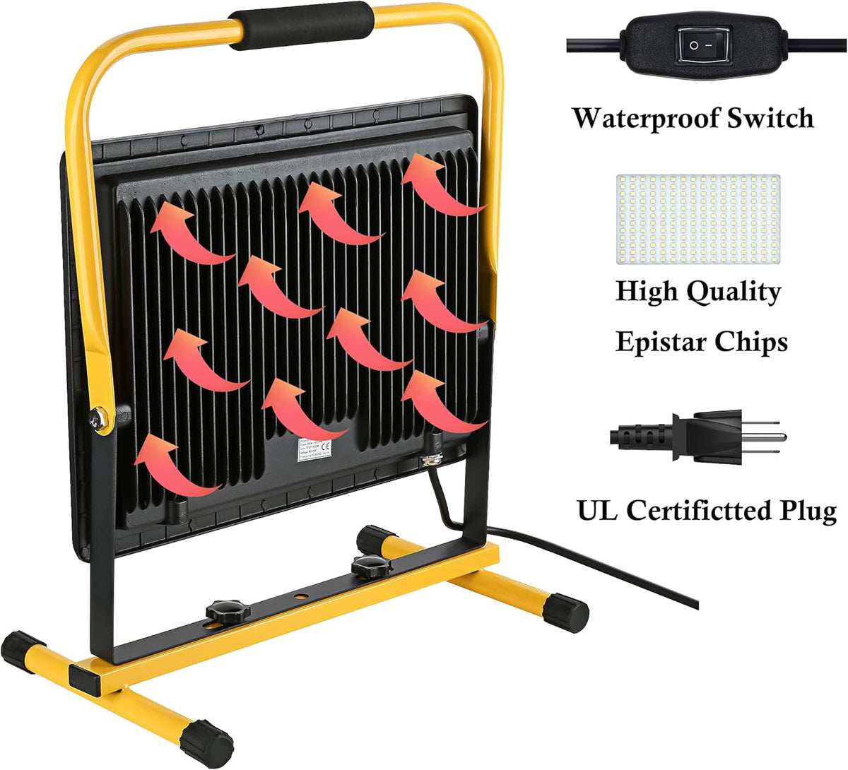 200W LED Work Light, 20000LM, IP66 Waterproof, 6500K, Adjustable I8425