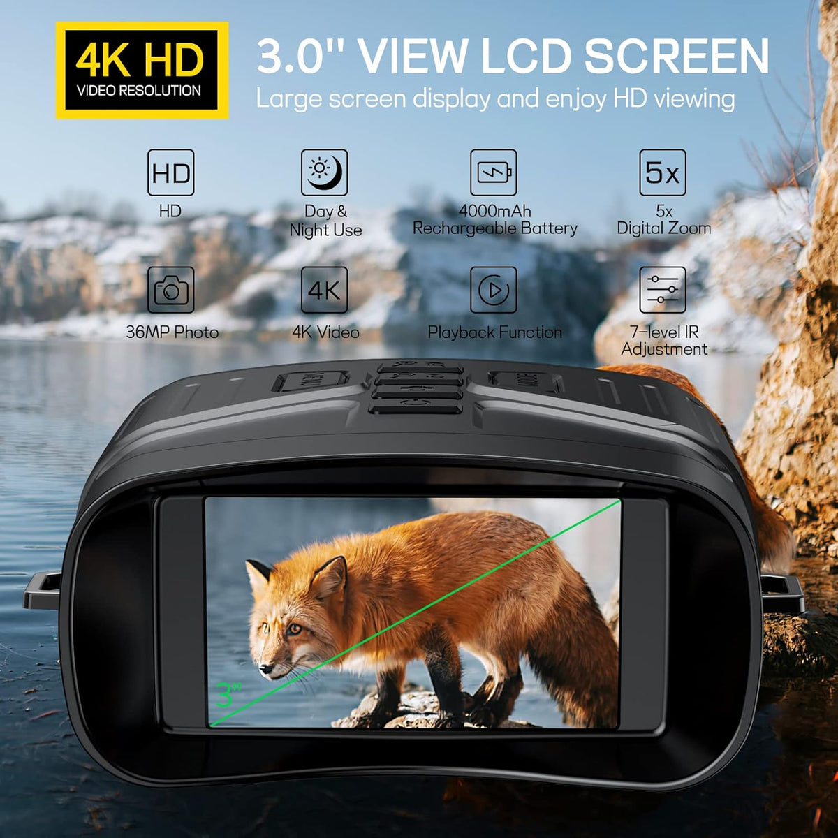 4K Infrared Night Vision Binoculars with Rechargeable Battery L85080