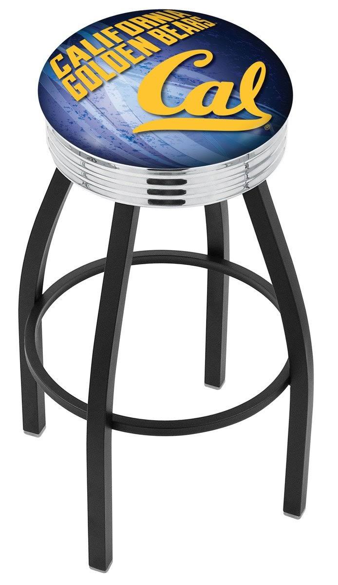 Black Wrinkle Cal Swivel Bar Stool with Chrome Ribbed S562100