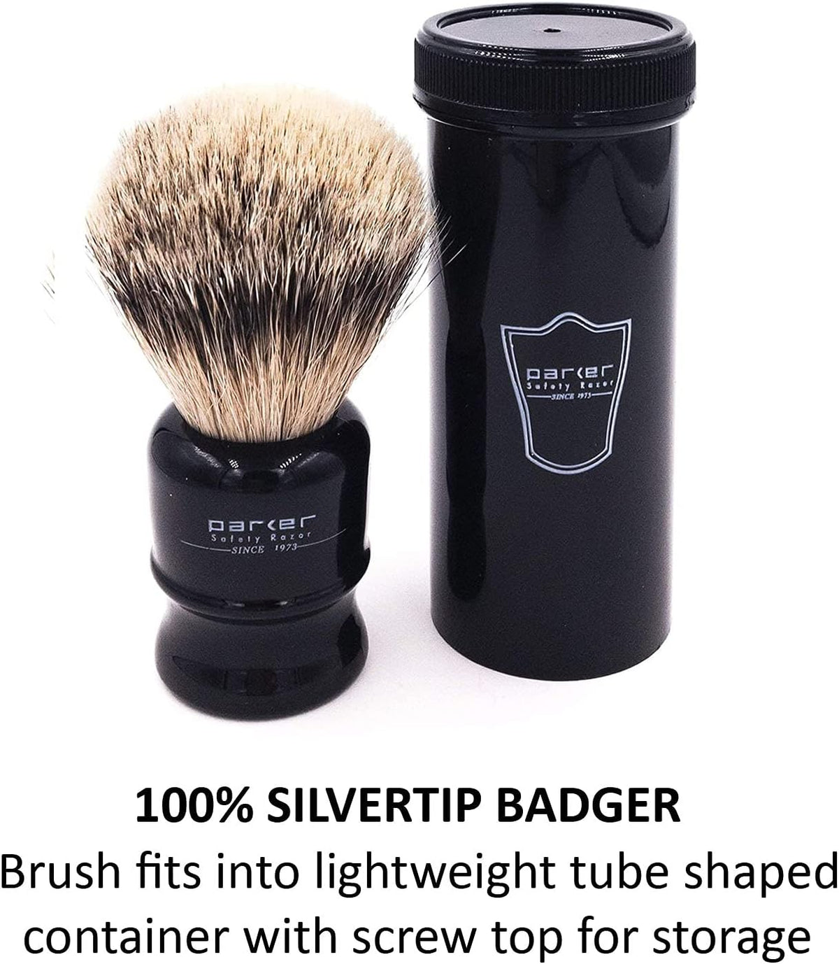 100% Silvertip Travel Shave Brush with Case, Black, Pack of 2 E88232