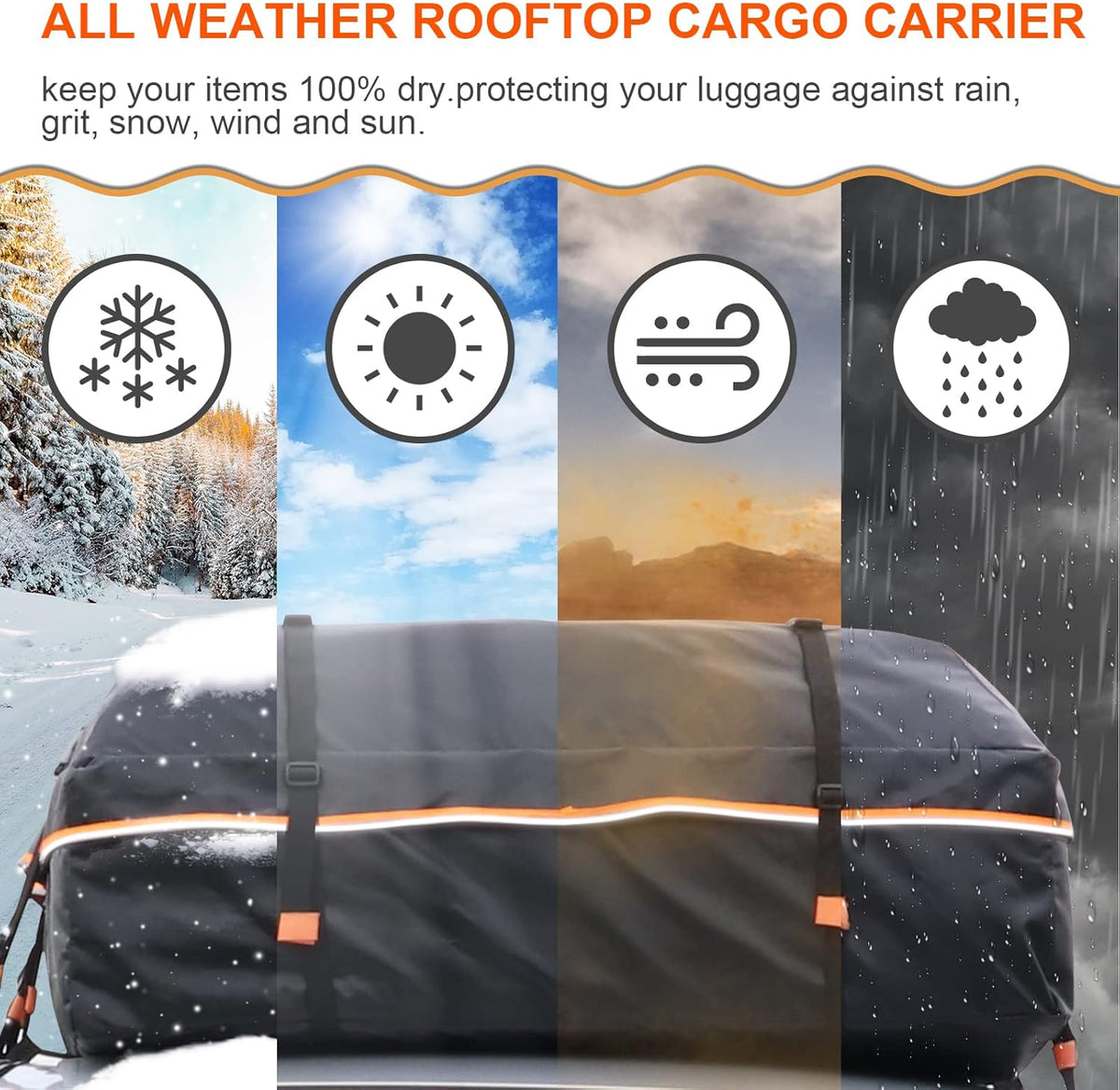 20 Cubic Feet Waterproof Soft Shell Rooftop Cargo Carrier with Reflective Strip and Anti-Slip Mat T79624