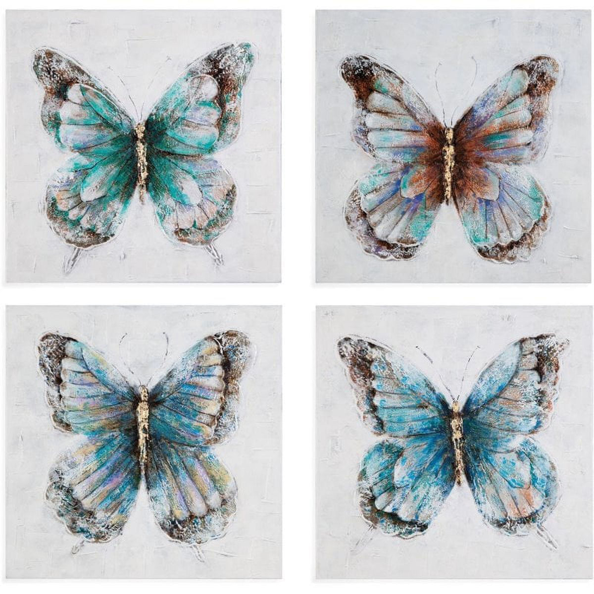 Blue Butterflies Canvas Wall Art (Set of 4) H912